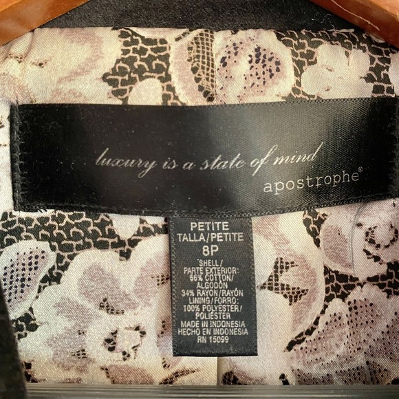 APOSTROPHE Luxury Is A State Of Mind Black Velvet Jacket Blazer Size 8 Petite - Picture 8 of 12